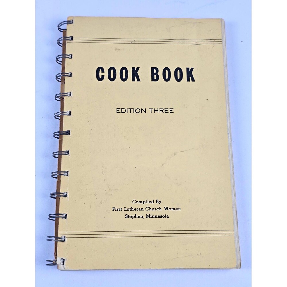 Cook Book 1957 Edition Three Spiral Bound Inscribed First Lutheran Women